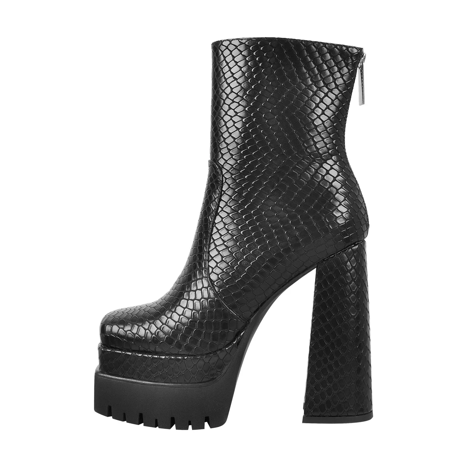 Platform Chunky High Heels Zipper Ankle Boots sold by Onlymaker product image thumbnail 2