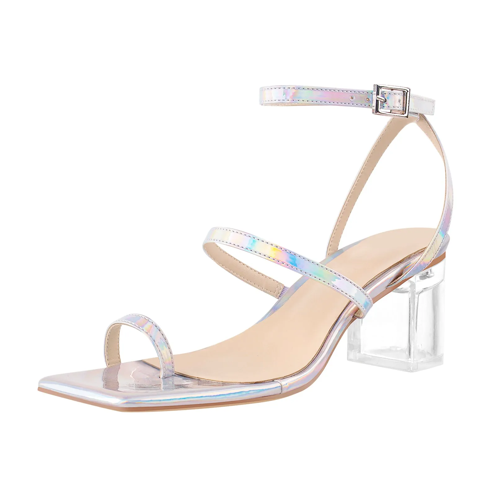 Square Toe Colorful Clear Chunky Heels Sandals sold by Onlymaker product image thumbnail 2