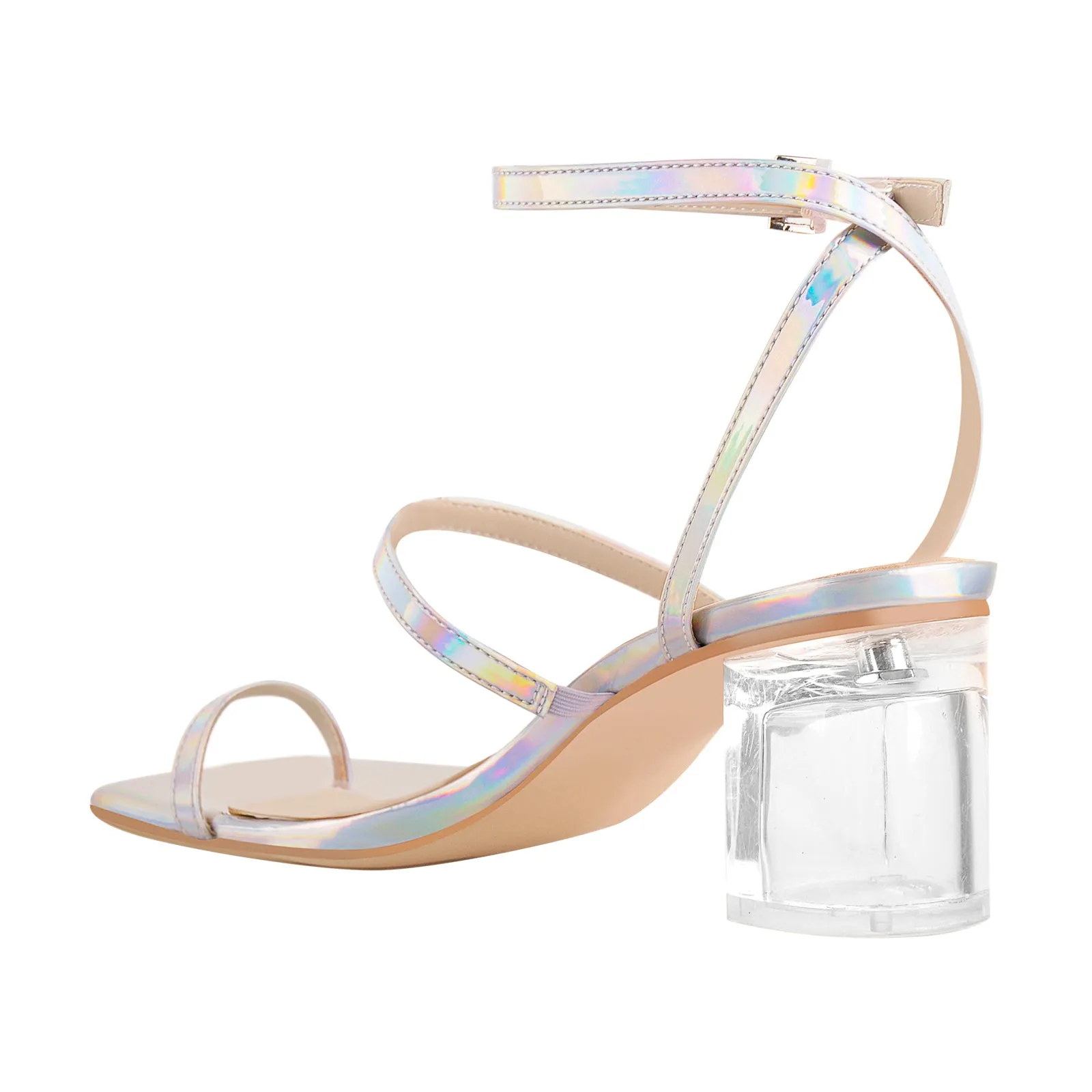 Square Toe Colorful Clear Chunky Heels Sandals sold by Onlymaker product image thumbnail 3