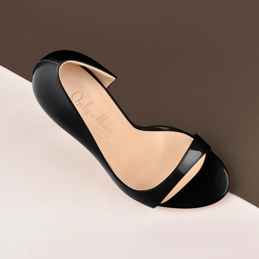 Black Open Toe Side Cut Stiletto High Heel Sandals sold by Onlymaker product image thumbnail 4