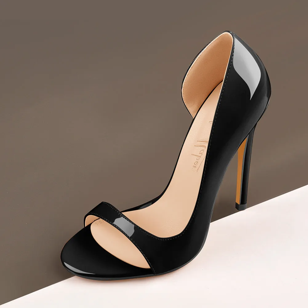 Black Open Toe Side Cut Stiletto High Heel Sandals sold by Onlymaker product image thumbnail 2