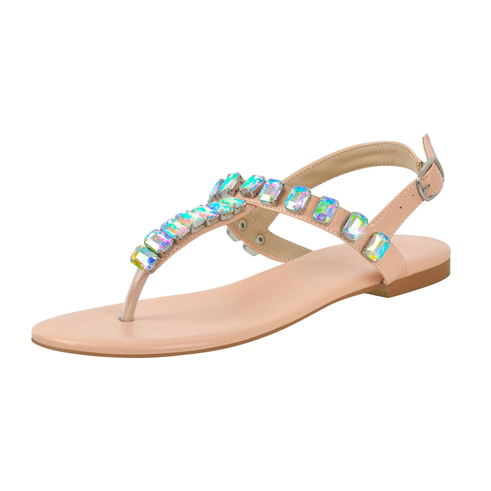 Rhinestone Flat T-Strap Thong Sandals sold by Onlymaker product image thumbnail 3