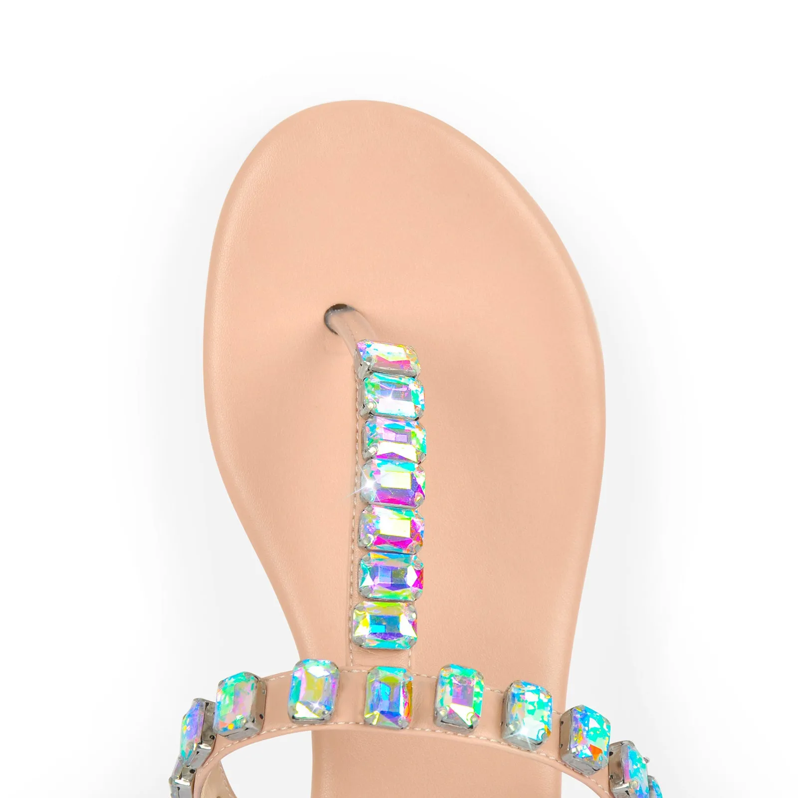 Rhinestone Flat T-Strap Thong Sandals sold by Onlymaker product image thumbnail 5