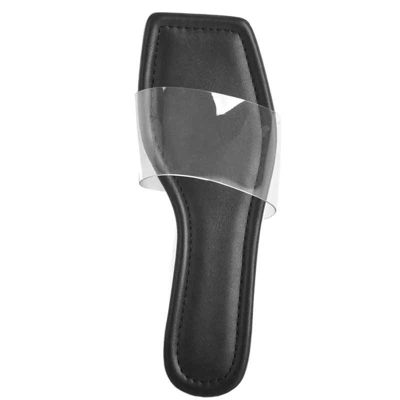Clear Band Black Flat Sandals Mules sold by Onlymaker