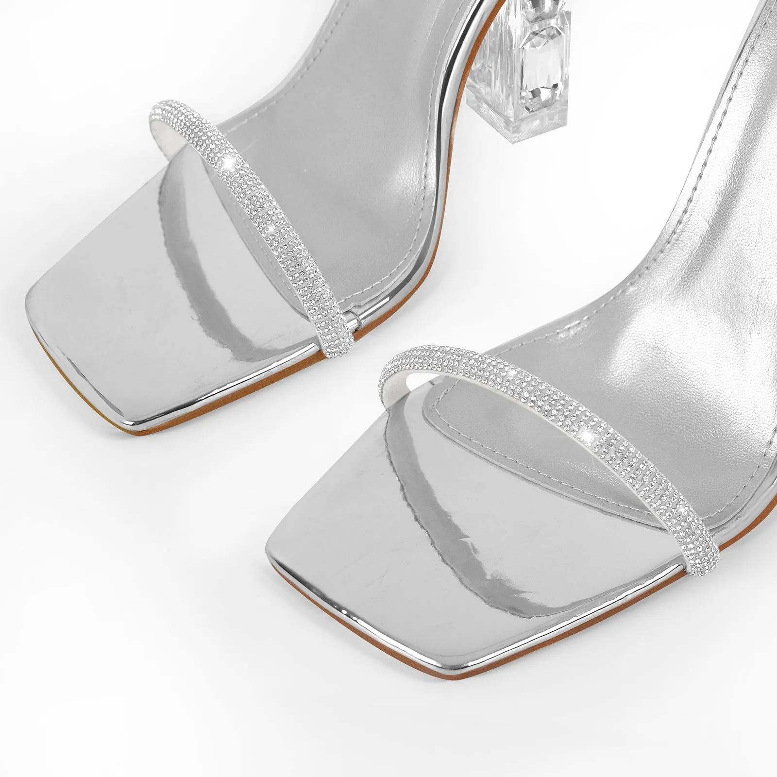Rhinestone Buckle Strap Plexiglass Heels Sandals sold by Onlymaker product image thumbnail 4