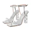 Rhinestone Buckle Strap Plexiglass Heels Sandals sold by Onlymaker