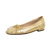 Bow Square Toe Striped Woven Flats sold by Onlymaker