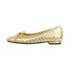 Bow Square Toe Striped Woven Flats sold by Onlymaker