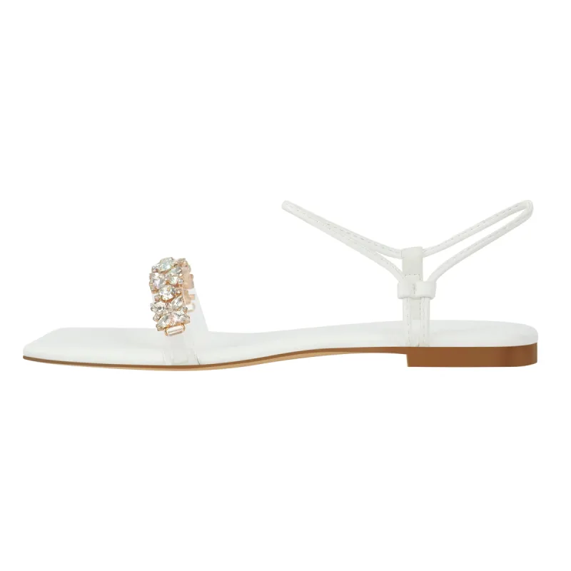 White Diamante Flat Sandals sold by Onlymaker