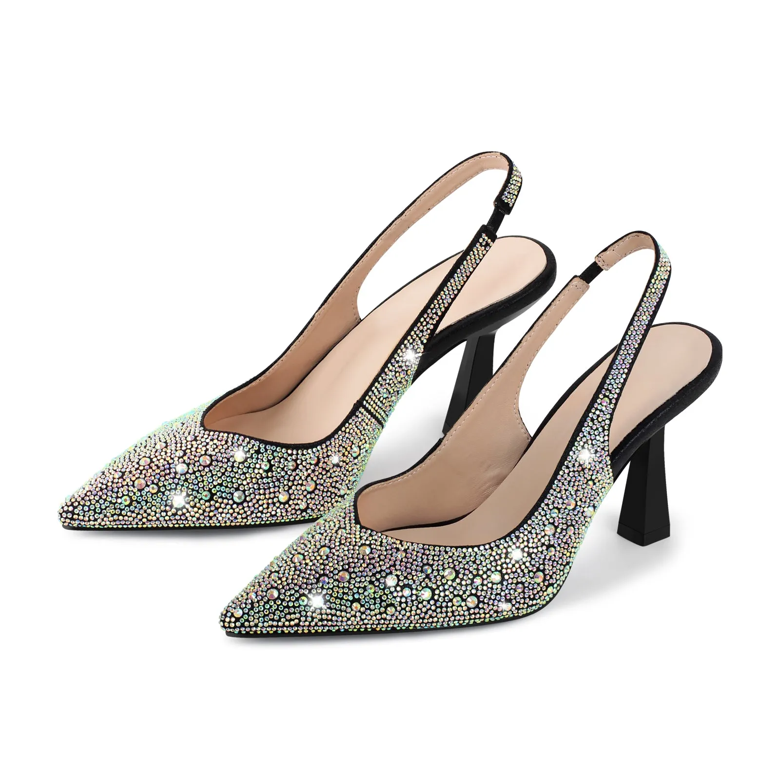 Pointed Toe Rhinestone Kitten Heel Slingback Pumps sold by Onlymaker product image thumbnail 2