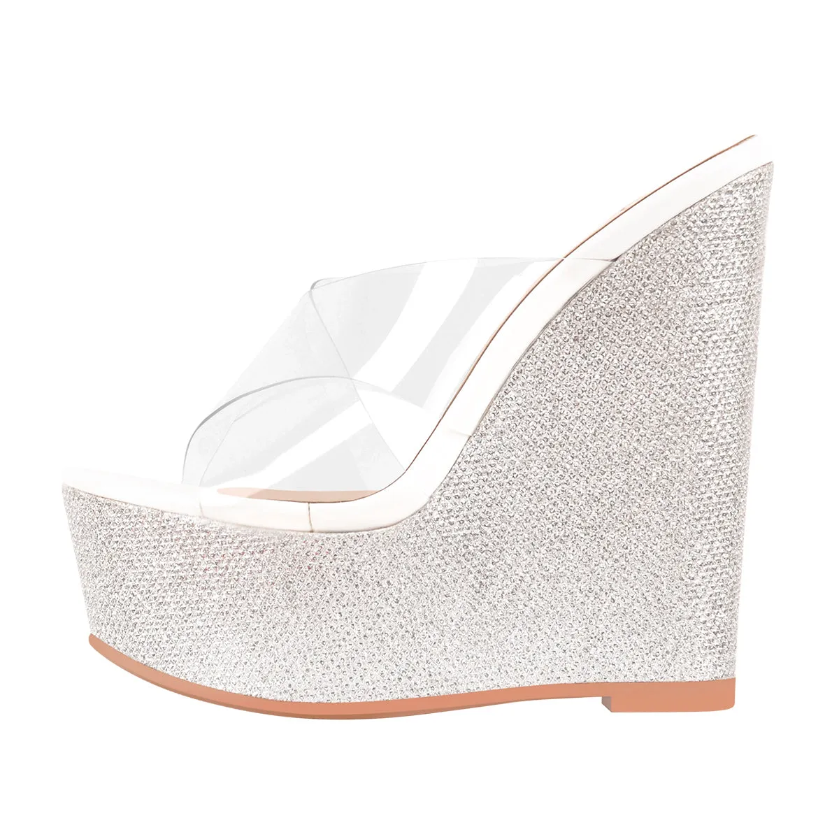 Criss Cross Transparent Strap Wedge Heels Sandals sold by Onlymaker