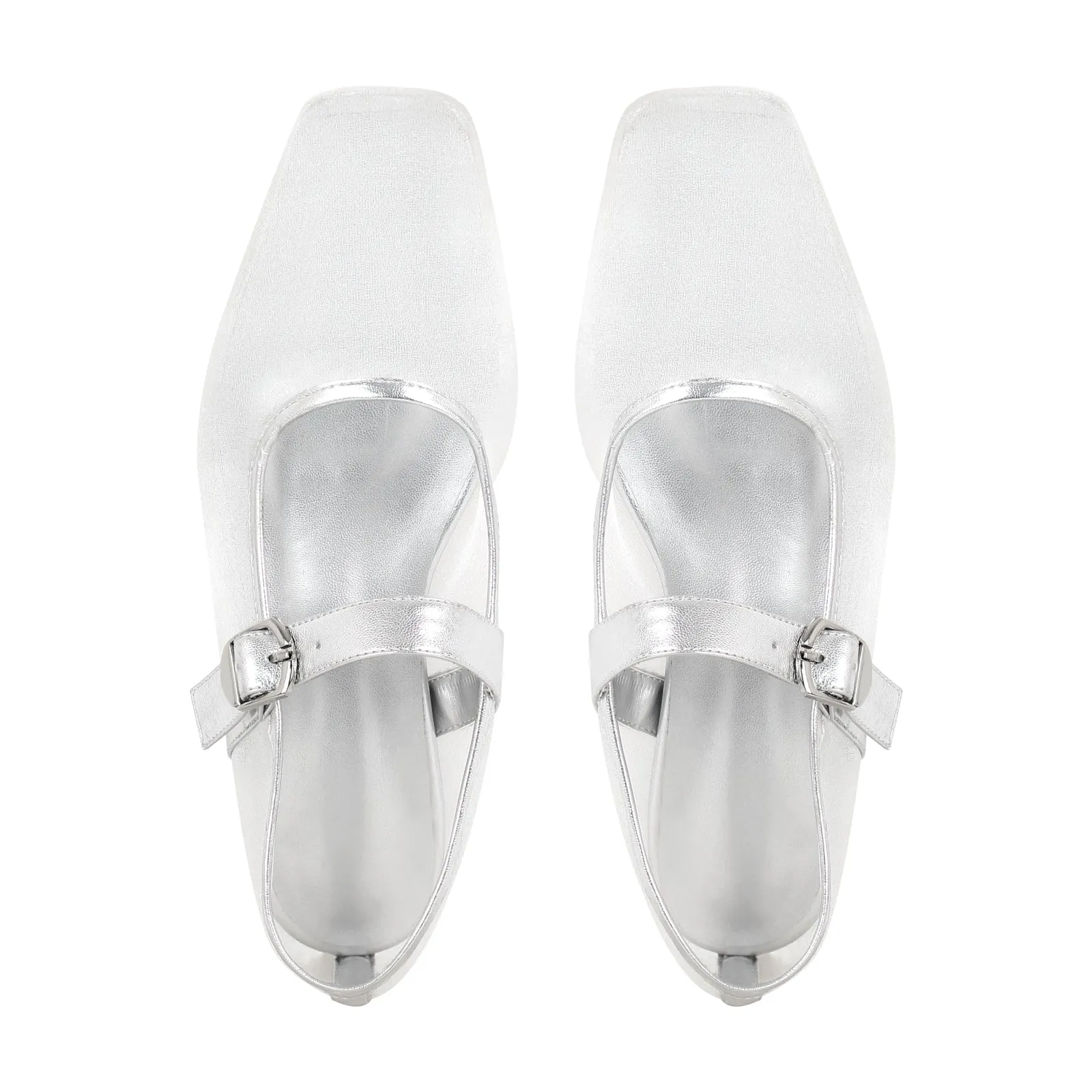 Square Toe Mesh Buckle Strap Flats sold by Onlymaker product image thumbnail 4