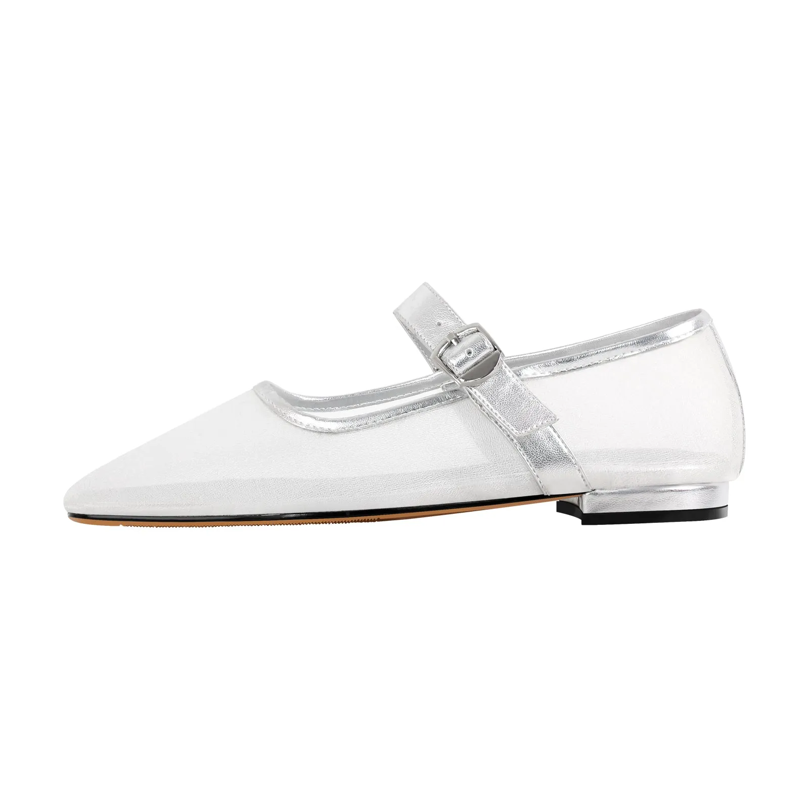 Square Toe Mesh Buckle Strap Flats sold by Onlymaker