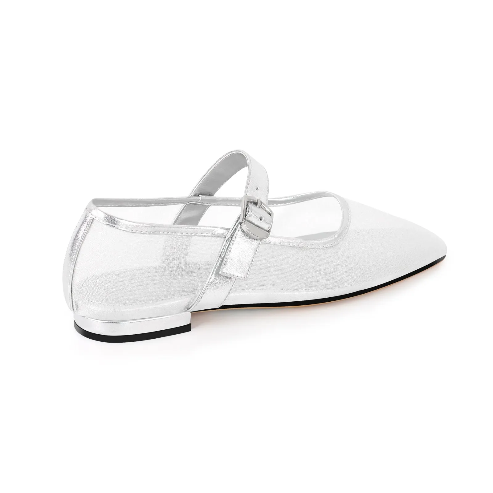 Square Toe Mesh Buckle Strap Flats sold by Onlymaker product image thumbnail 3