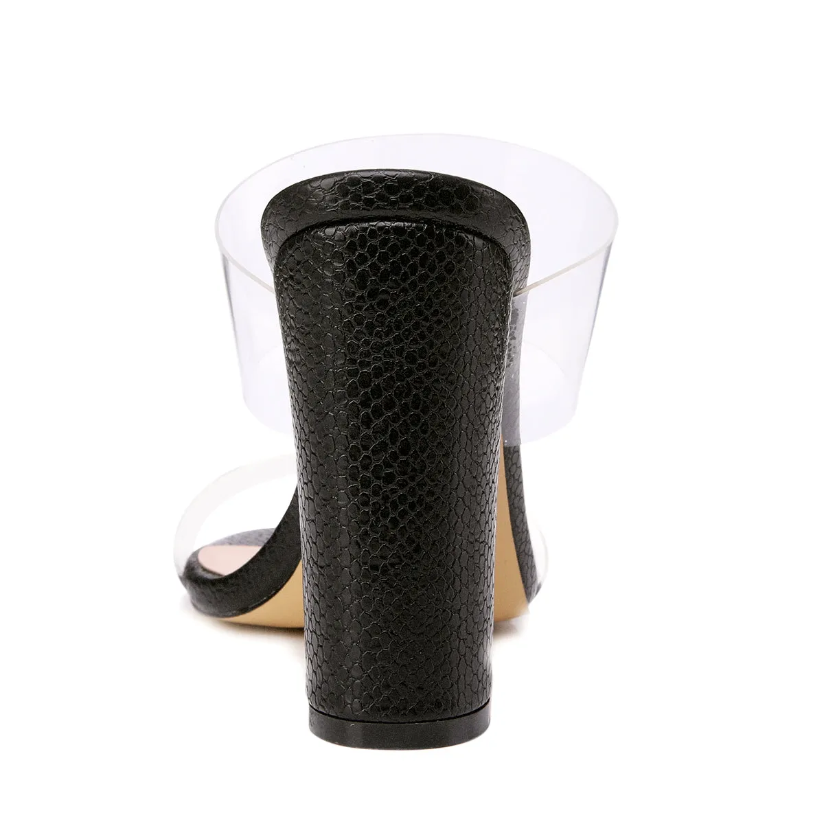 Clear Double Straps Snake Pattern Chunky Heels Mules sold by Onlymaker product image thumbnail 5