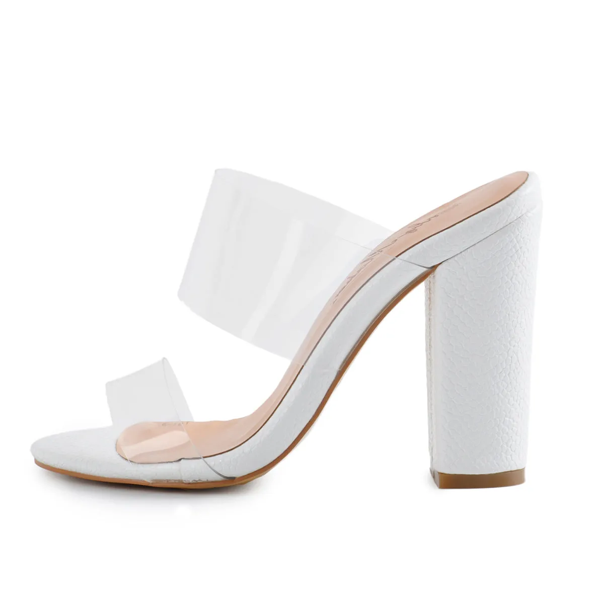 Clear Double Straps Snake Pattern Chunky Heels Mules sold by Onlymaker product image thumbnail 2