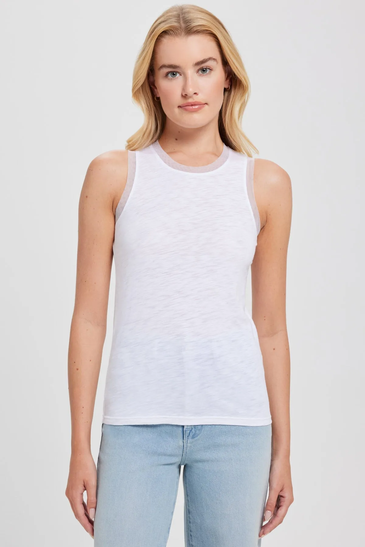 Tulle Trim Tank Top sold by Goldie Tees