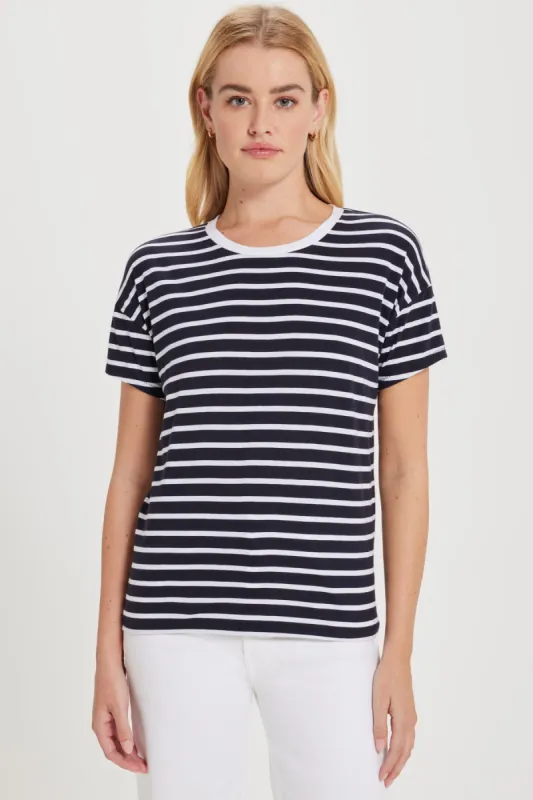 Stripe Drop Shoulder Tee sold by Goldie Tees