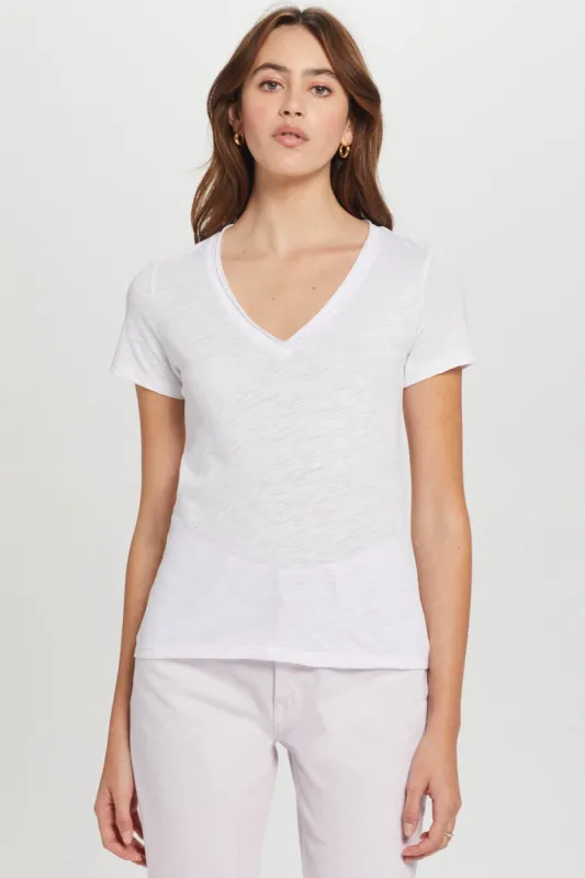 Petal Trim V Neck Tee sold by Goldie Tees