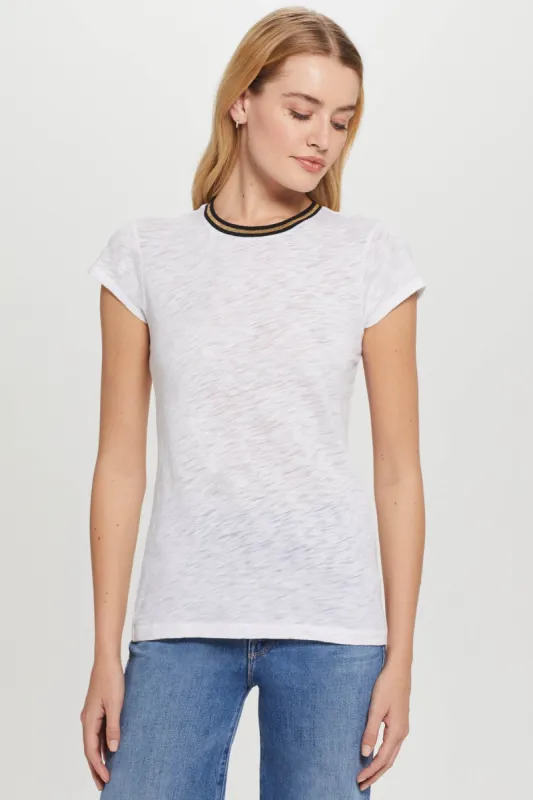 Metallic Tipped Ringer Tee sold by Goldie Tees