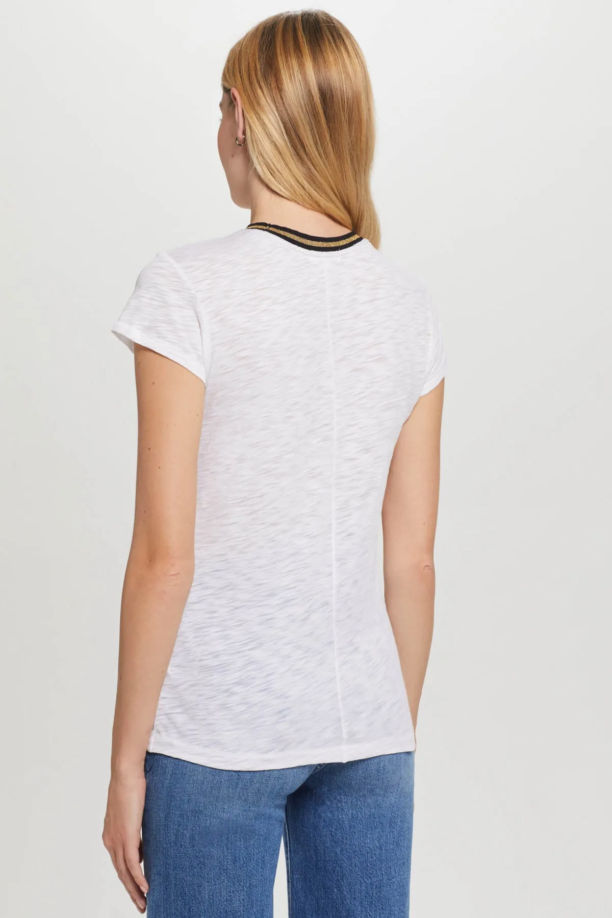 Metallic Tipped Ringer Tee sold by Goldie Tees product image thumbnail 3