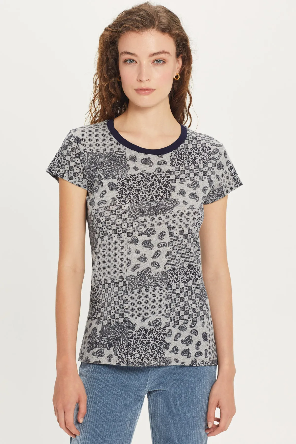 Patchwork Ringer Tee sold by Goldie Tees