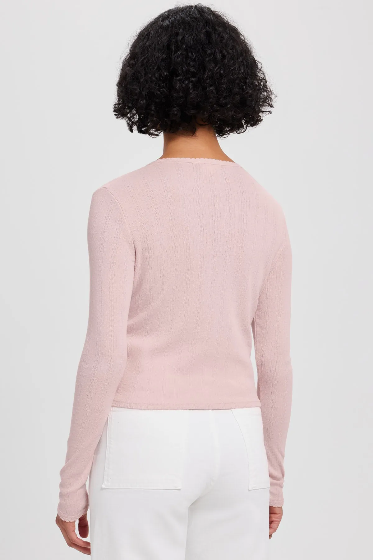 Pointelle Crop Cardigan sold by Goldie Tees product image thumbnail 2