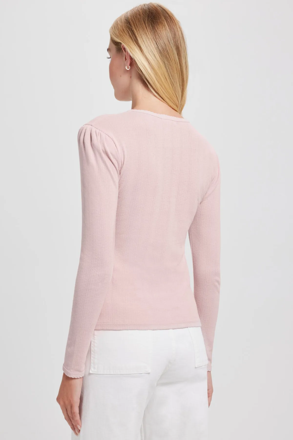 Long Sleeve Pointelle Tee sold by Goldie Tees product image thumbnail 2