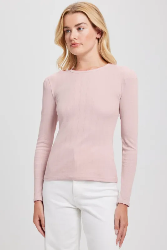 Long Sleeve Pointelle Tee sold by Goldie Tees