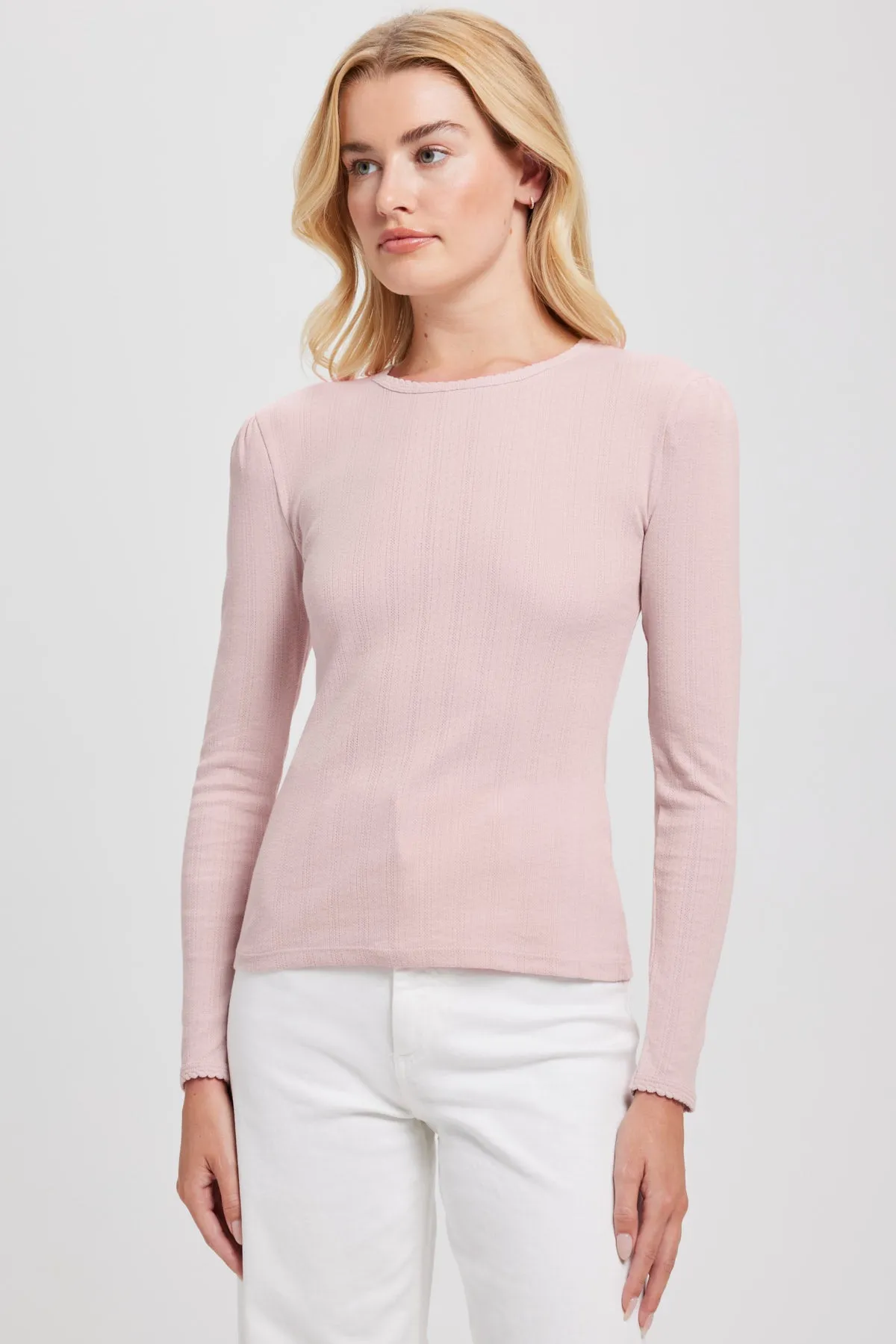 Long Sleeve Pointelle Tee sold by Goldie Tees