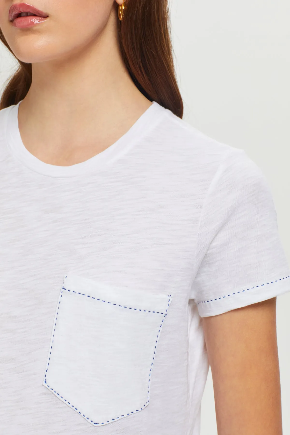 Running Stitch Pocket Tee sold by Goldie Tees product image thumbnail 3