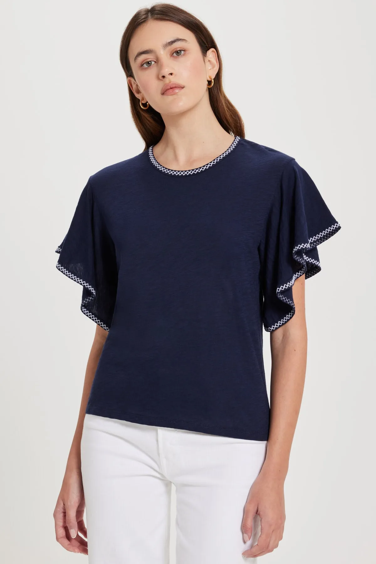 Celeste Embroidered Ruffle Top sold by Goldie Tees product image thumbnail 5