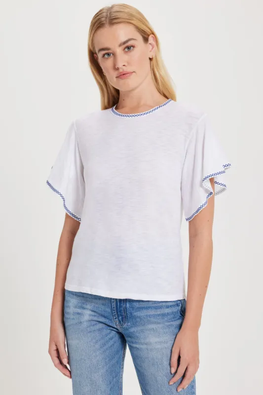 Celeste Embroidered Ruffle Top sold by Goldie Tees