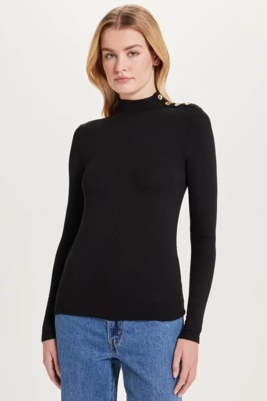 Marina Mock Neck Ribbed Top sold by Goldie Tees