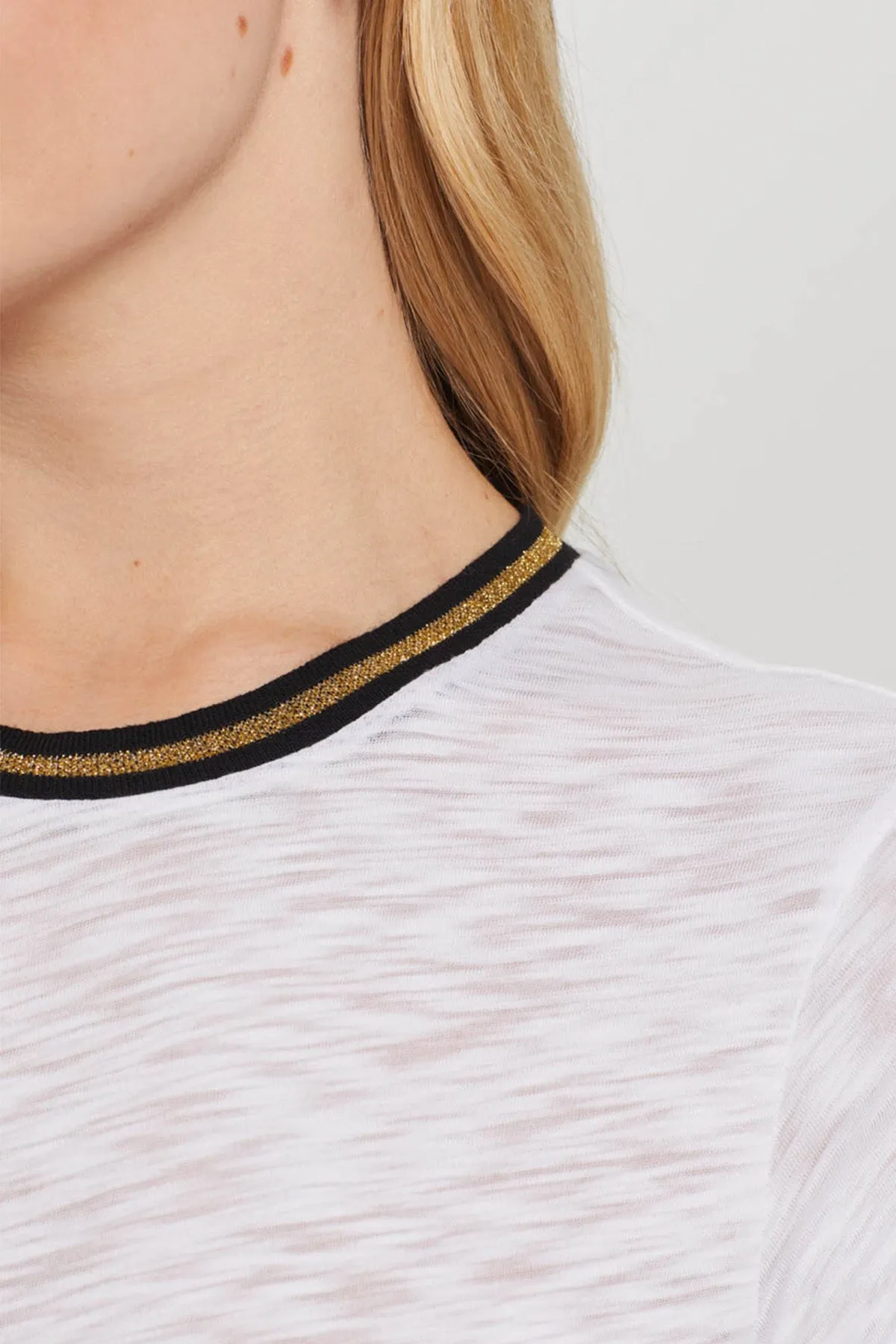 Long Sleeve Metallic Tipped Ringer Tee sold by Goldie Tees product image thumbnail 4