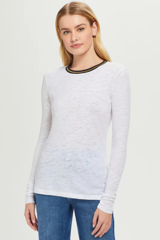 Long Sleeve Metallic Tipped Ringer Tee sold by Goldie Tees