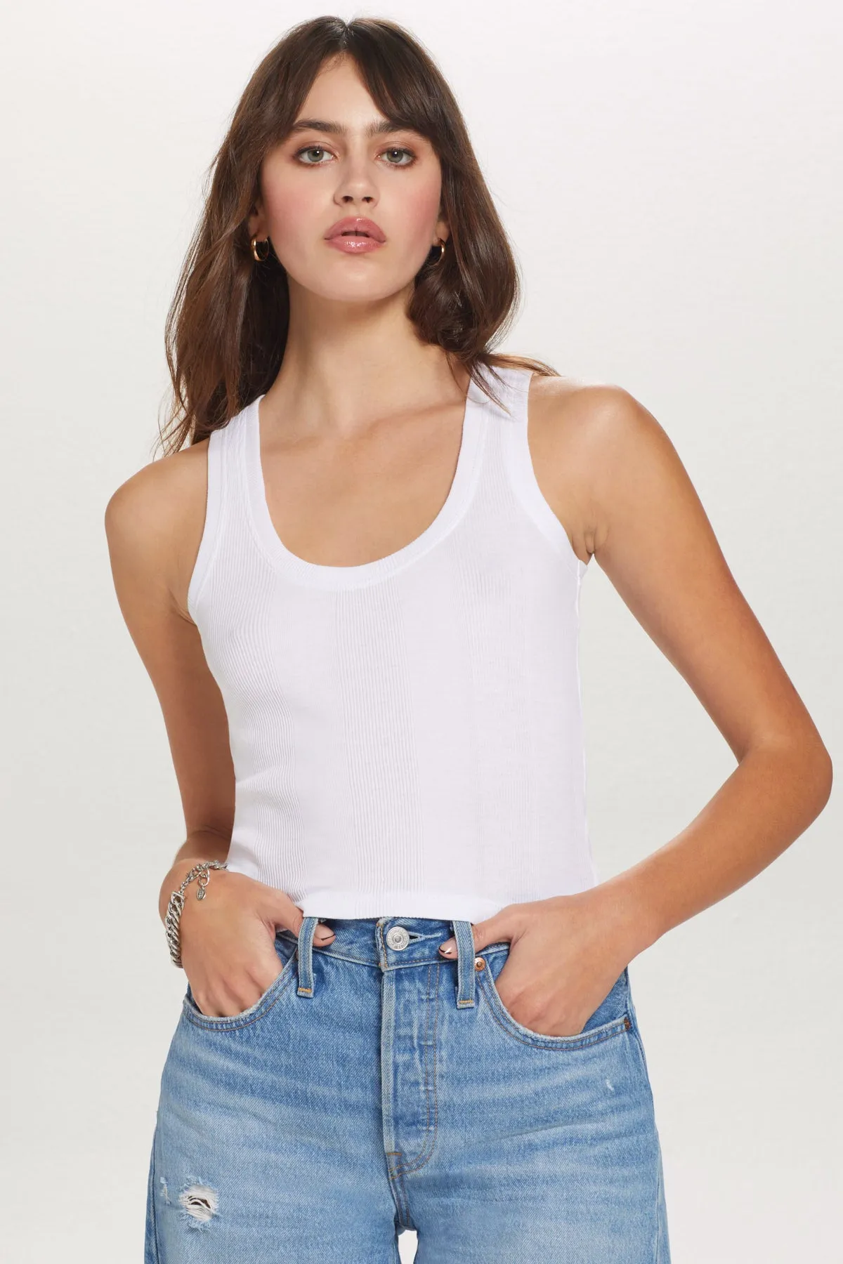 Variegated Rib Crop Tank sold by Goldie Tees