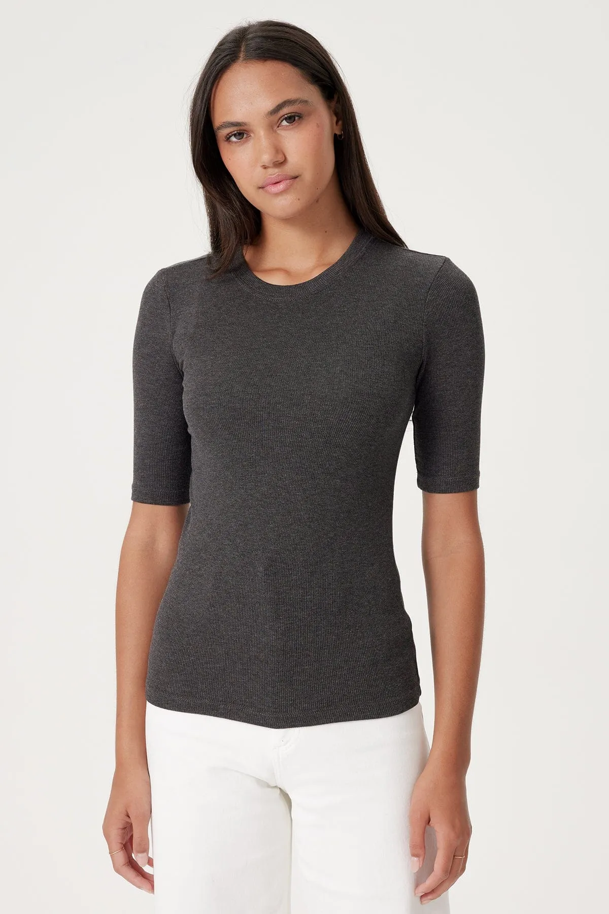 Ribbed Half Sleeve Tee sold by Goldie Tees