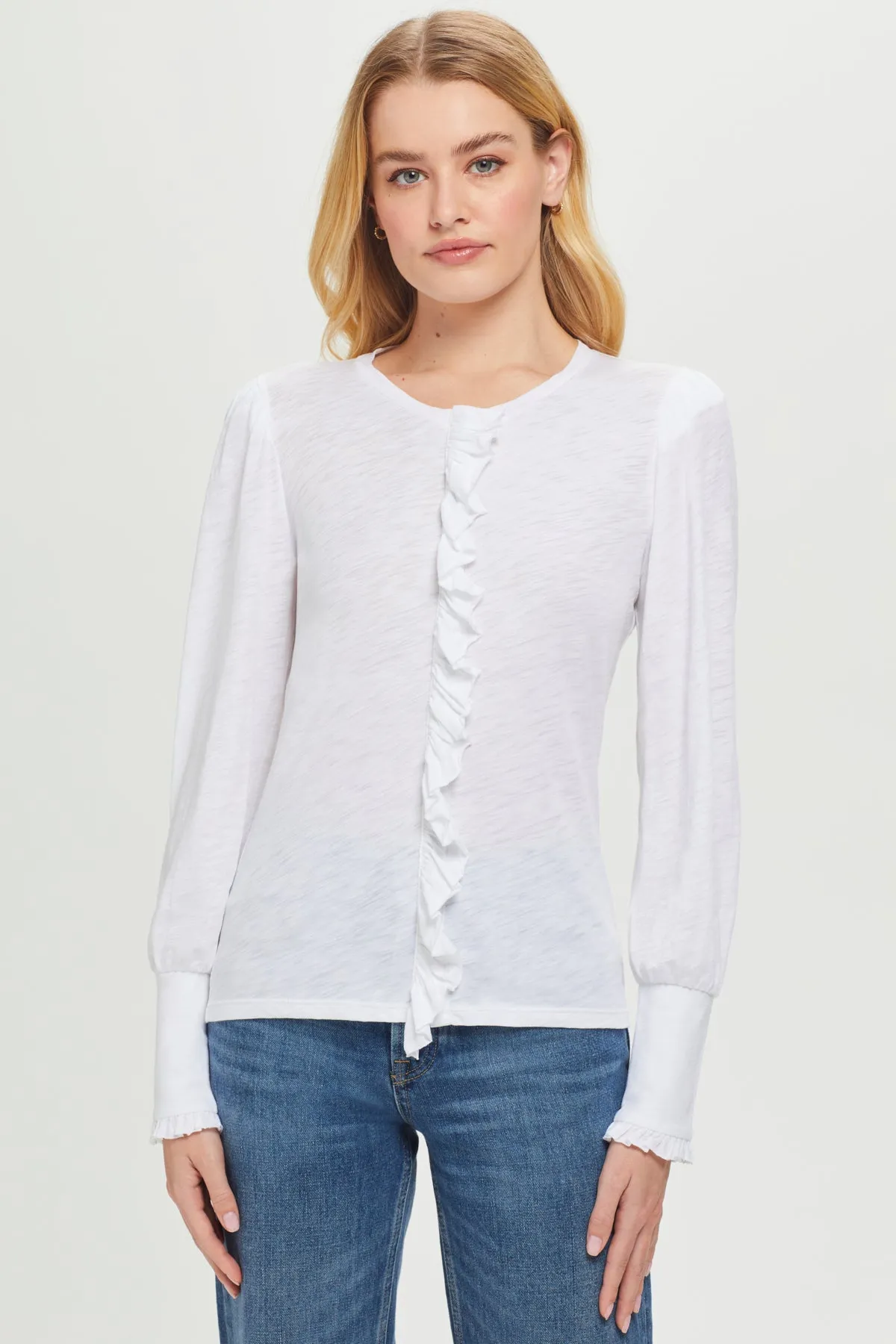 Anabella Ruffle Blouse sold by Goldie Tees