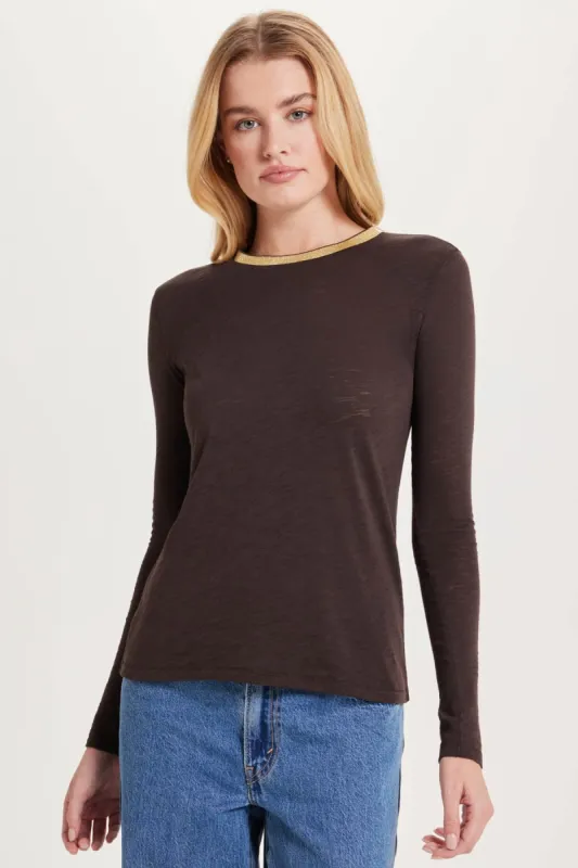 Long Sleeve Pavé Ringer Tee sold by Goldie Tees