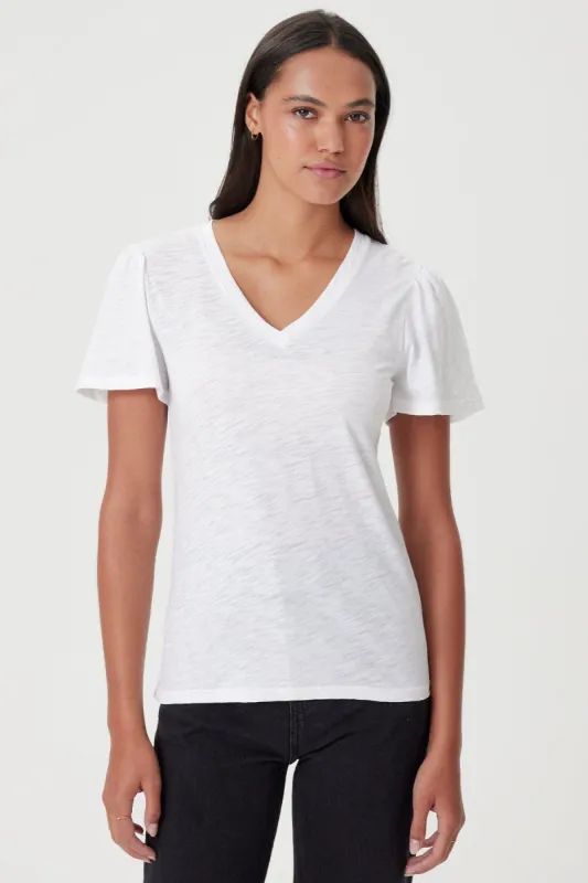 Signature Slub Flutter Sleeve V Neck Tee sold by Goldie Tees