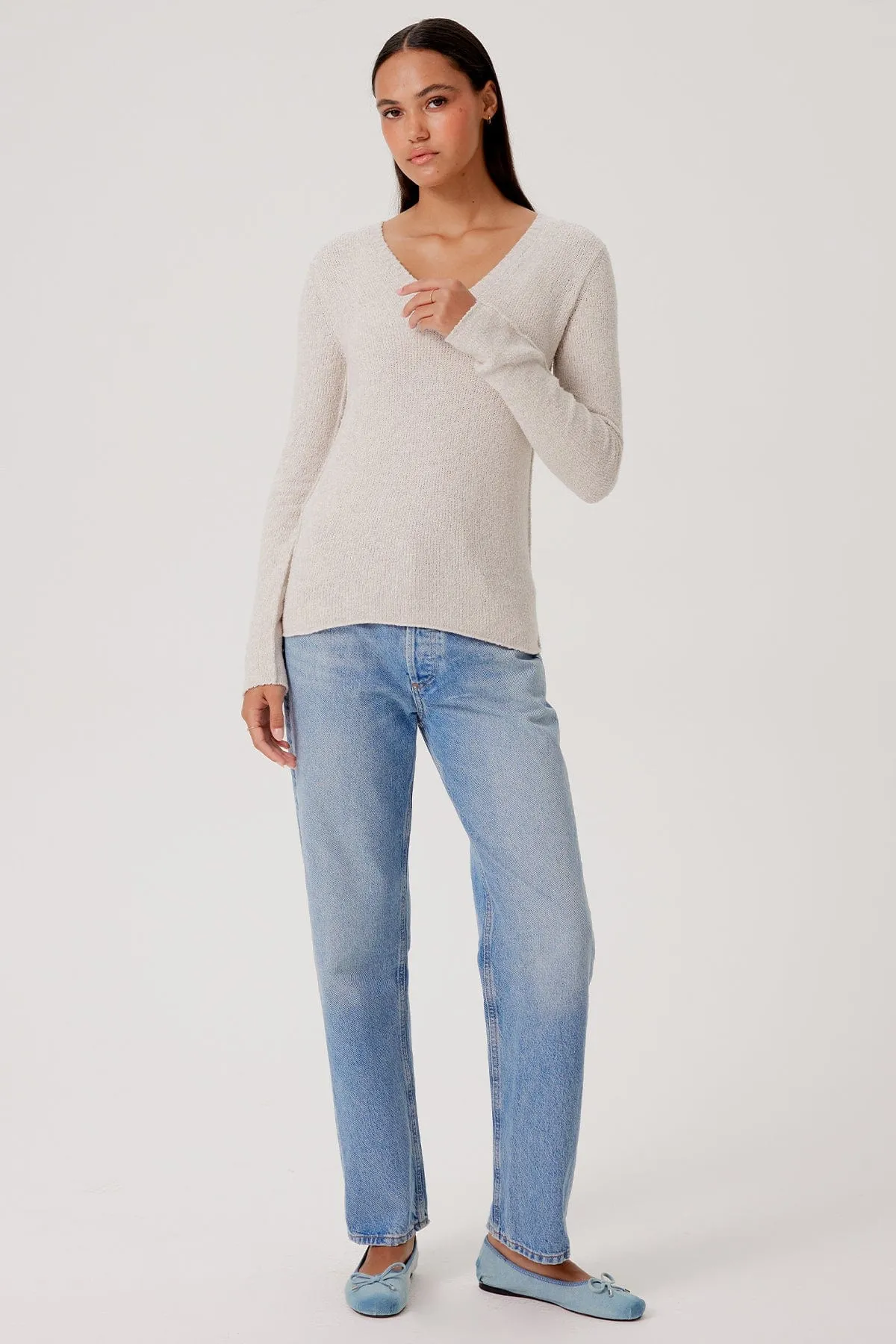 Bouclé V Neck Sweater sold by Goldie Tees product image thumbnail 2