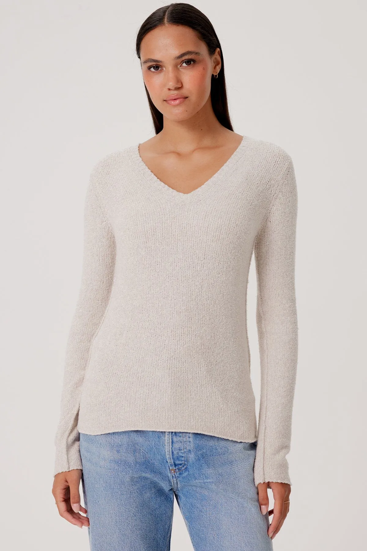 Bouclé V Neck Sweater sold by Goldie Tees