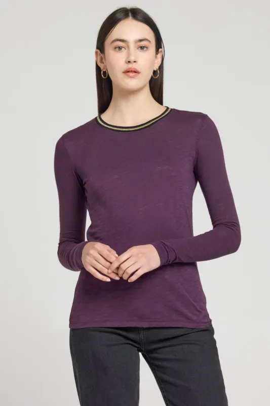 Long Sleeve Metallic Tipped Ringer Tee sold by Goldie Tees