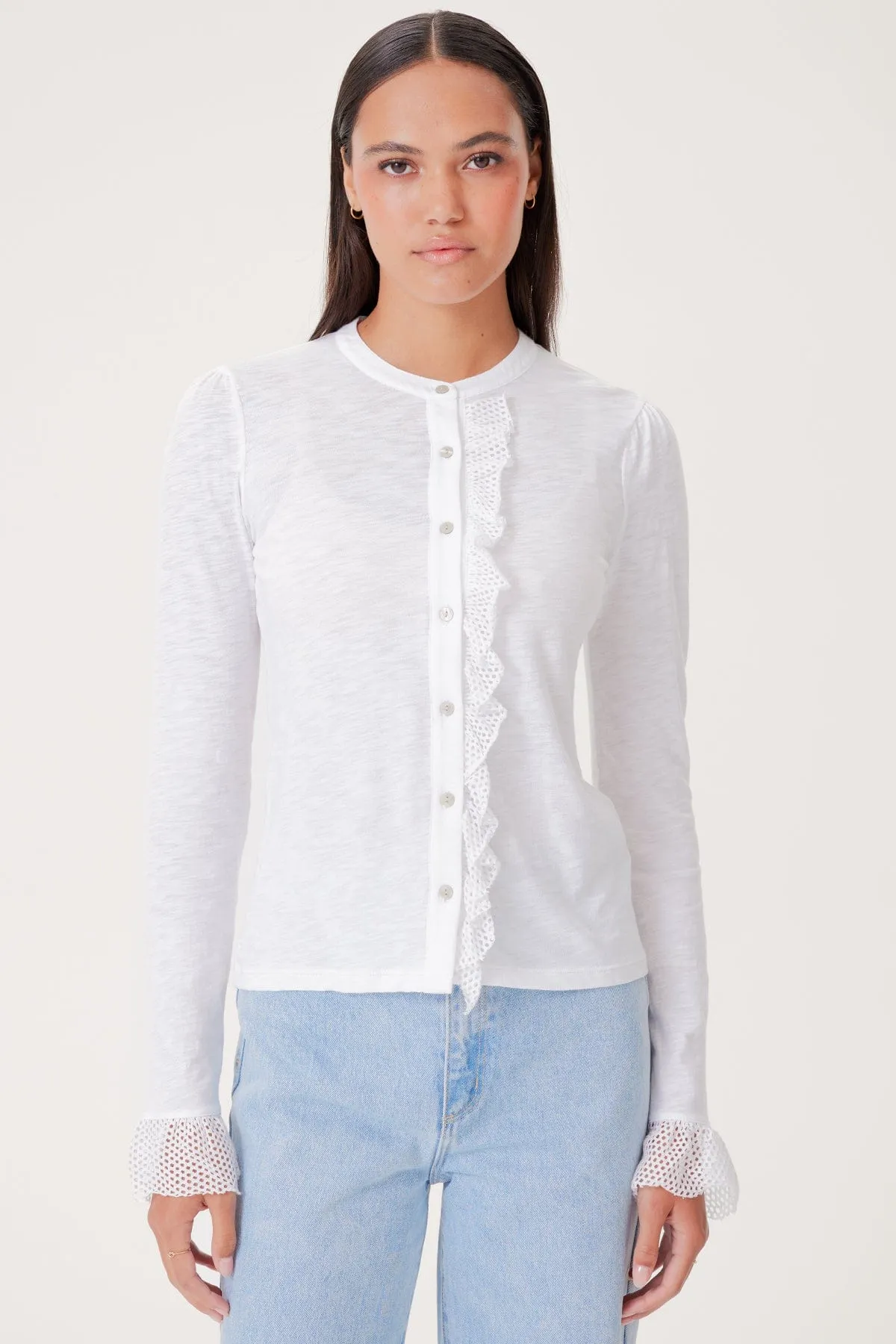 Isabel Ruffle Shirt sold by Goldie Tees