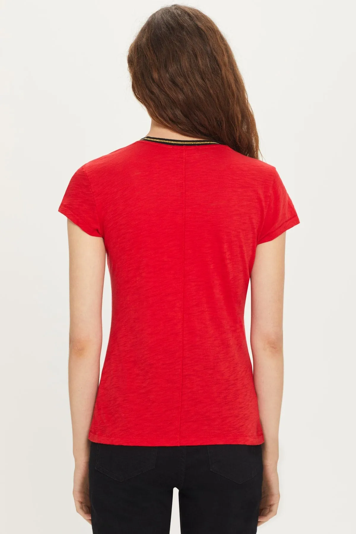 Metallic Tipped Ringer Tee sold by Goldie Tees product image thumbnail 2