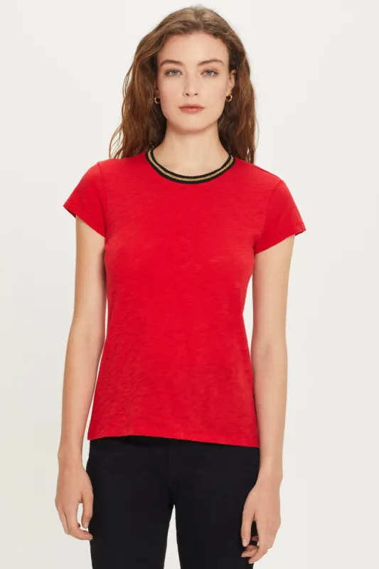 Metallic Tipped Ringer Tee sold by Goldie Tees