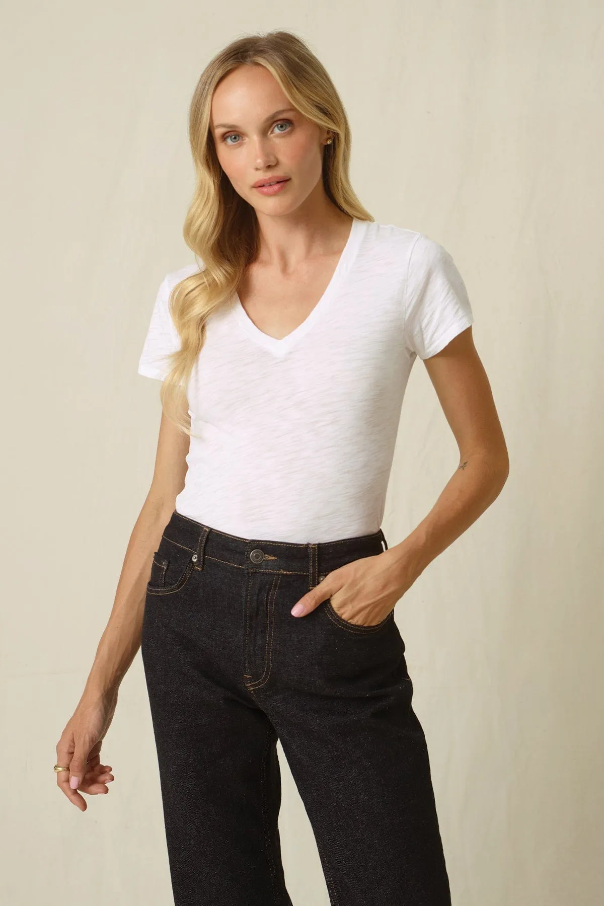 Signature Slub V Neck Tee sold by Goldie Tees product image thumbnail 4