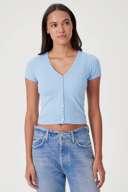 Pointelle Ellie Cropped Cardigan sold by Goldie Tees