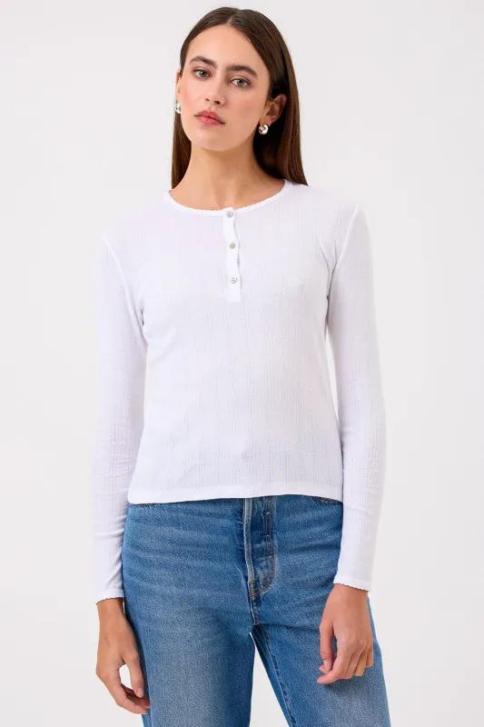 Sloane Pointelle Henley sold by Goldie Tees